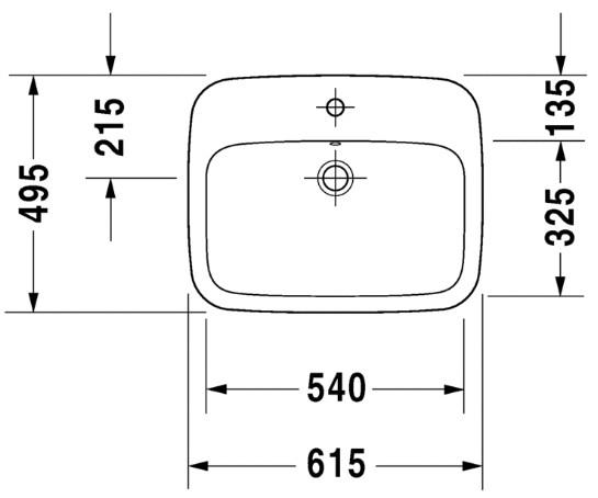 Duravit DuraStyle 61 h&aring;ndvask t/nedf&aelig;ldning - 1 hanehul