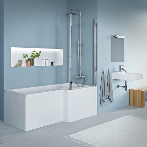 Str&oslash;mberg Quantum badekar t/brus - 160 x 70/85 - H&oslash;jre - 1 rygl&aelig;n