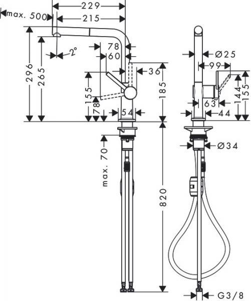 hansgrohe S510-U660 k&oslash;kkenvask i komposit m/Talis M54 k&oslash;kkenvandhane i mat sort