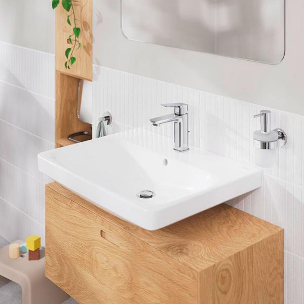 Grohe Cubeo M h&aring;ndvaskarmatur m/l&oslash;ft-op bundventil - Krom