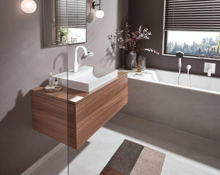 Hansgrohe Vivenis 210 h&aring;ndvaskarmatur m/svingtud og l&oslash;ft-op bundventil - Mat hvid