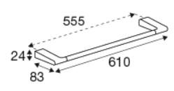 Pressalit Style h&aring;ndkl&aelig;destang 610 mm - Mat sort