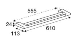 Pressalit Style dobbelt h&aring;ndkl&aelig;destang 610 mm - Krom