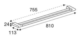 Pressalit Style dobbelt h&aring;ndkl&aelig;destang 810 mm - Mat sort
