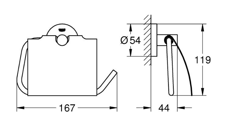 Grohe Essentials toiletrulleholder med l&aring;g - Steel