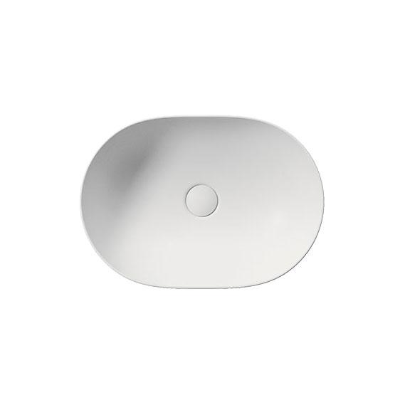 GSI Pura 50 oval fritst&aring;ende bowlevask - Uden hanehul - Mat hvid