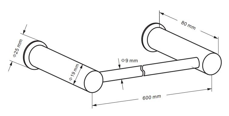 Cass&oslash;e h&aring;ndkl&aelig;destang 60 cm - B&oslash;rstet kobber