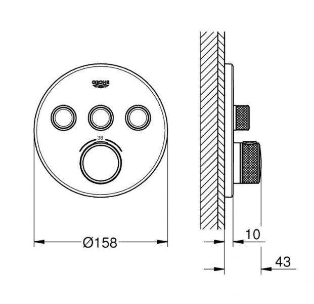 Grohe SmartControl komplet brusesystem m/SmartActive brus til indbygning - B&oslash;rstet Hard Graphite