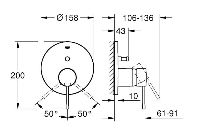 Grohe Essence komplet brusesystem m/Rainshower 310 og SmartActive t/indbygning - B&oslash;rstet Cool Sunrise