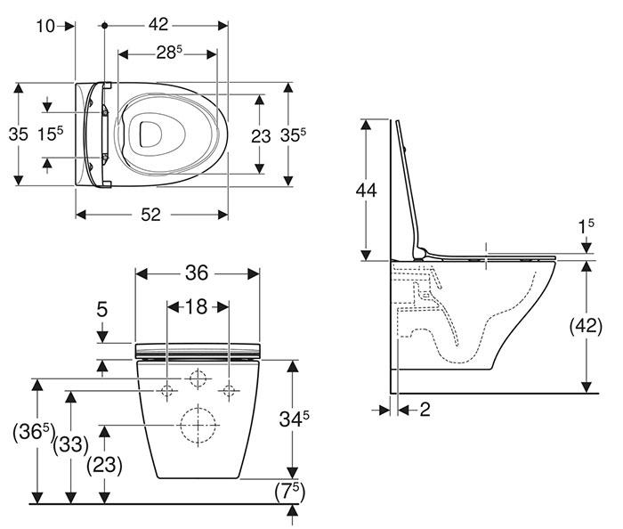 If&ouml; Spira Modern Rimless toiletpakke inkl. s&aelig;de m/SoftClose, cisterne og betjening i hvid