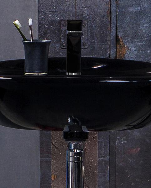 Gustavsberg Estetic 50 h&aring;ndvask t/v&aelig;g - Sort - 1 hanehul - Ceramic+