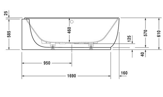 Duravit Luv fritst&aring;ende badekar t/hj&oslash;rne - 185 x 95  - Mat hvid - Venstre