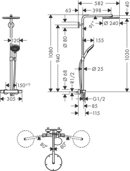 hansgrohe Raindance Select S 240 PowderRain brusesystem - Krom