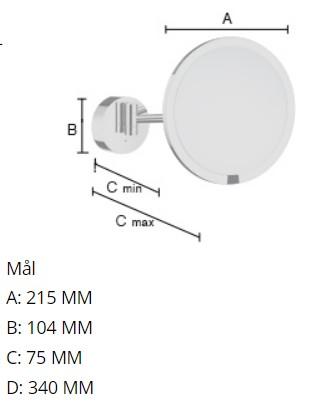 Smedbo Outline kosmetikspejl til v&aelig;g m/LED lys, sensor og 7 x forst&oslash;rrelse - Krom