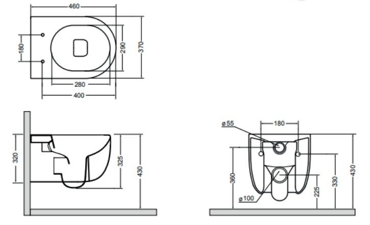 Lavabo Glomp Mat sort Mini rimless toiletpakke inkl. s&aelig;de m/soft-close, cisterne og mat sort betjening