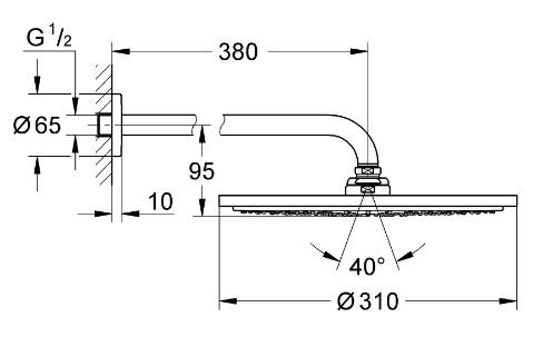 Grohe SmartControl komplet brusesystem m/Rainshower 310 til indbygning - B&oslash;rstet Cool Sunrise