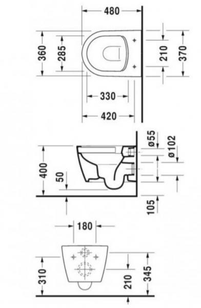 Duravit Me by Starck Compact toiletpakke inkl. s&aelig;de m/softclose, Wondergliss, cisterne og sort betjening
