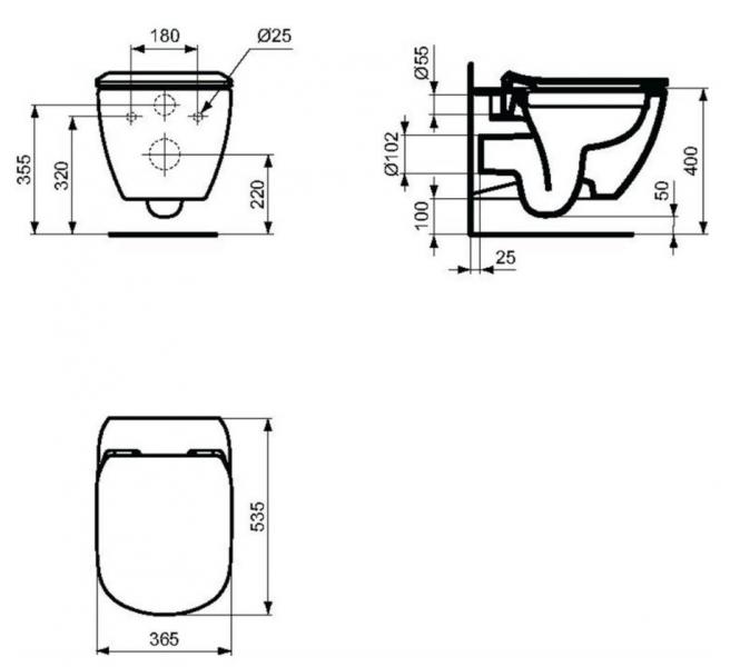 Ideal Standard Tesi toiletpakke inkl. s&aelig;de m/soft-close, mellem cisterne og hvid betjening