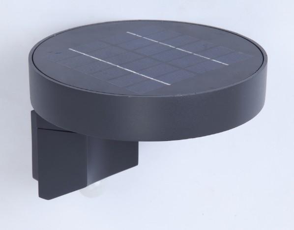 Lutec Diso Solar udend&oslash;rs v&aelig;glampe m/solceller og sensor - Gr&aring;