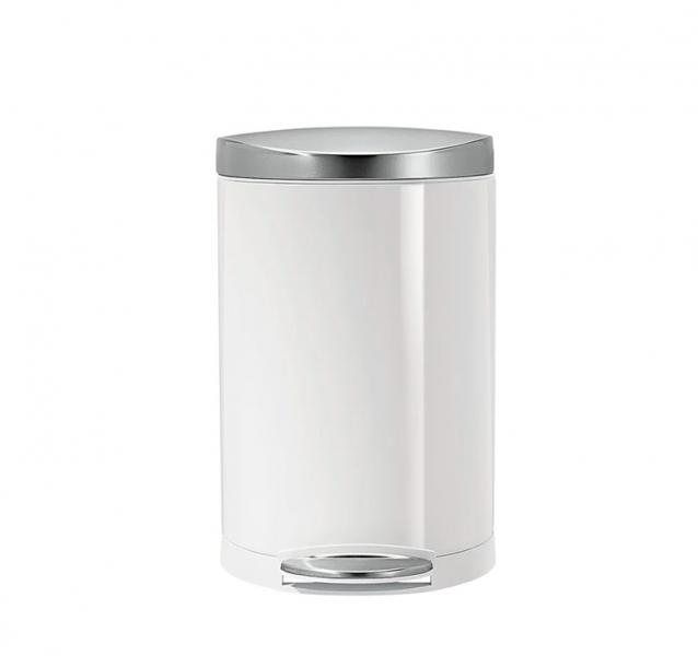Simplehuman halvrund toiletspand 10L - Hvid/st&aring;l