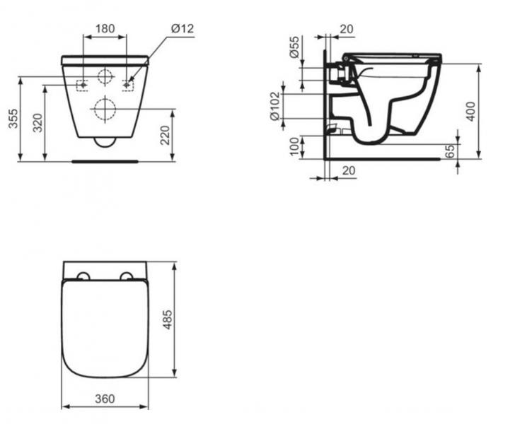 Ideal Standard I.life S kompakt v&aelig;gh&aelig;ngt toilet m/RIMless og s&aelig;de