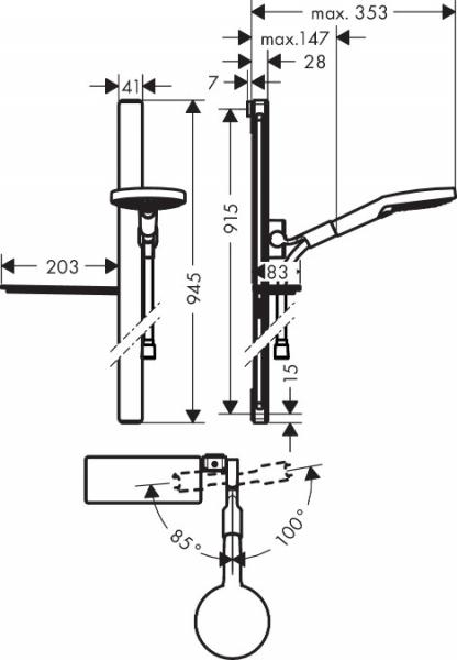 Hansgrohe Select S 120 bruses&aelig;t  - 90 cm